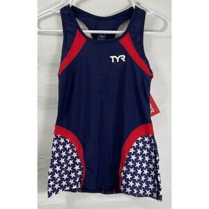 NWT Women's TYR Team‎ USA Competitor Singlet Tank Top Red White Blue Size Small